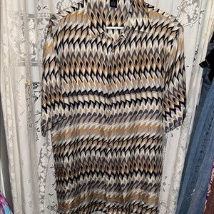 Stacy Adams Silk Shirt with Geometric Design